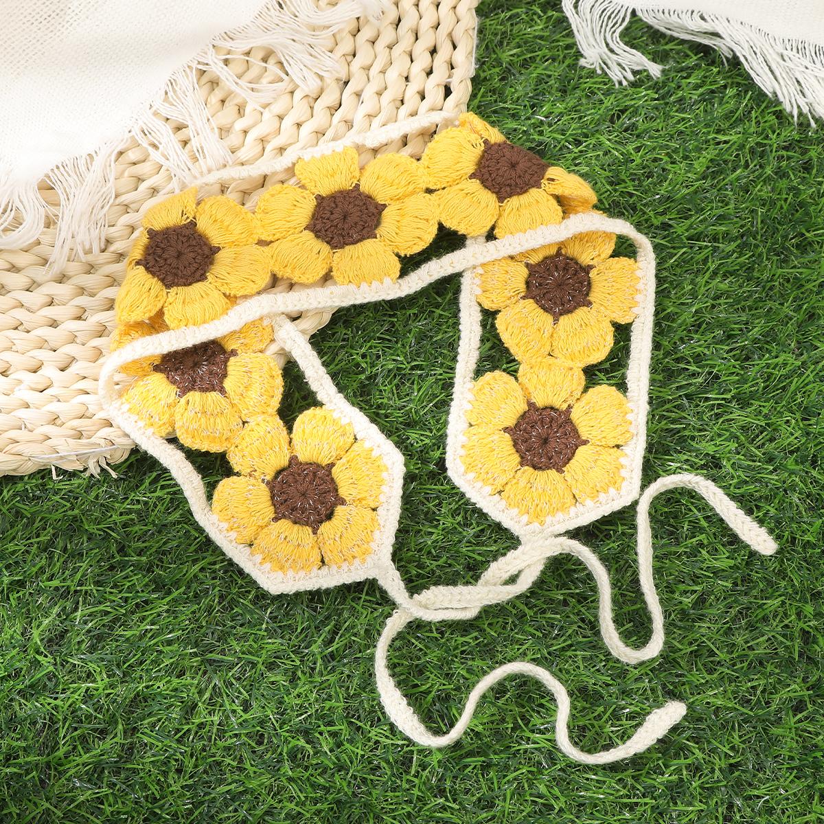 

AWAYTR Вязаная ажурная цветочная повязка на голову, шарф для волос, резинки для женщин, головной убор для вечеринки, бандана с мультяшным принтом, тюрбан, повязка на голову, головной убор