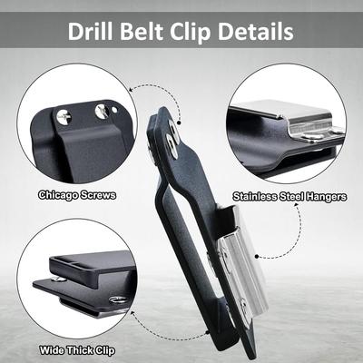 Aufsteckbarer Werkzeuggürtel & Bohrerhalter & Tragbare Hakenholster für Akku-Bohrer, Schlagbohrer, Nagler, Maßband oder Jedes Werkzeug mit Hakenclip