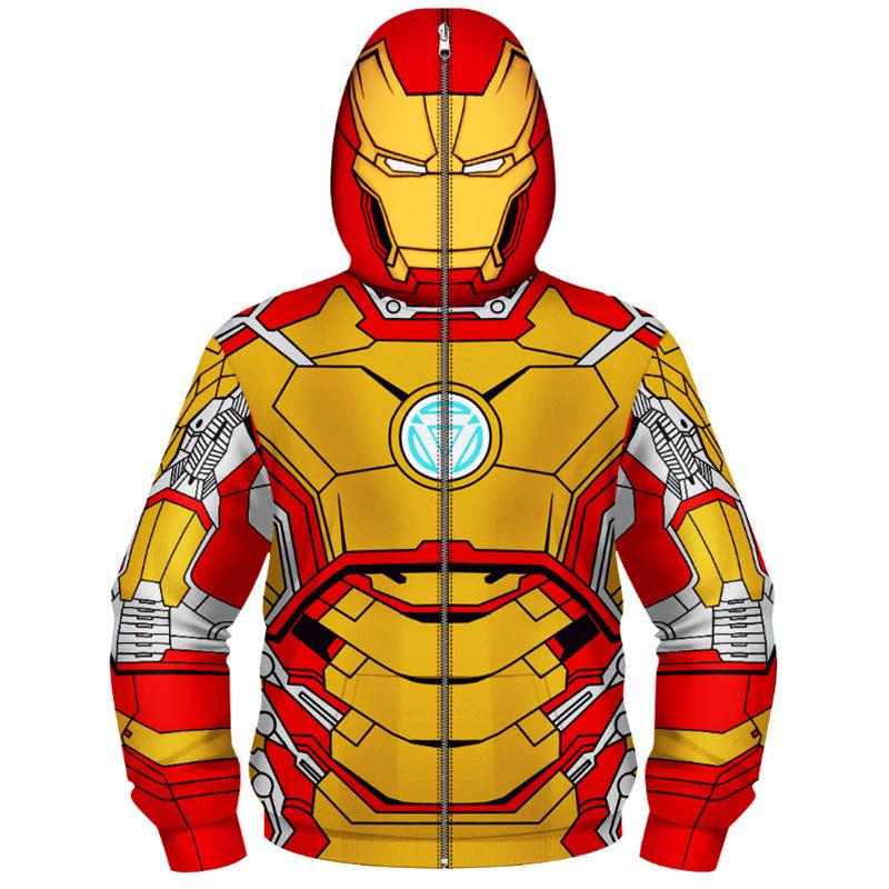 Boys Spring Autumn Spider Series 3D Digital Print Kids Roleplay Masked Long Sleeve Hooded Sweatshirt Kids