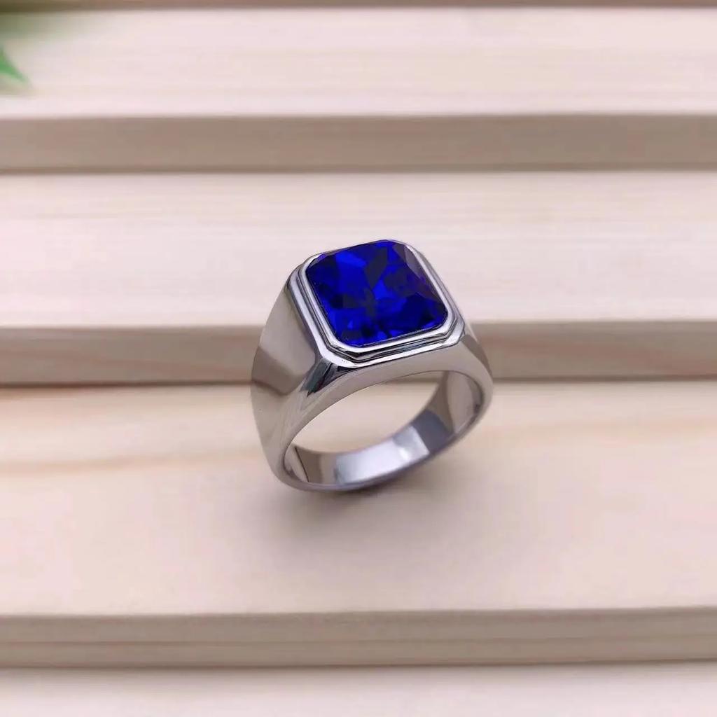 Men's High Quality 316LStainless Steel Multiple Gemstone Styles Onyx Rings