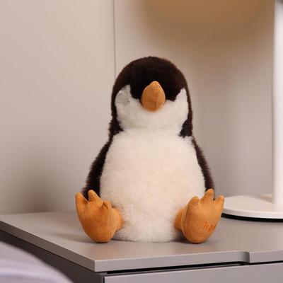 Animal de Pelúcia INJOI, Pelúcia de Alpaca Natural, Raro, Fofo, Feito à Mão, Bonito, Presente Perfeito para Aniversários e Ocasiões Especiais (Pinguim, 22cm, Preto,
