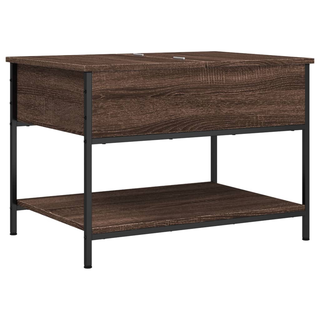 Coffee Table Brown Oak Look 70 x 50 x 50 cm Wood Based Material Metal