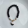 Boho Fortune Cat Charms Bracelet For Women Round Natural Stone Stretch Wire Couple Bracelet Jewelry Accessories Gifts