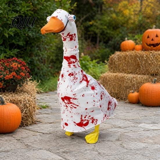 Fun Halloween Yard Art Porch Goose Blood Clothes, Costume Set, Scary Decorative Display Outfit for Garden Balcony Courtyard, Spooky Celebration Party