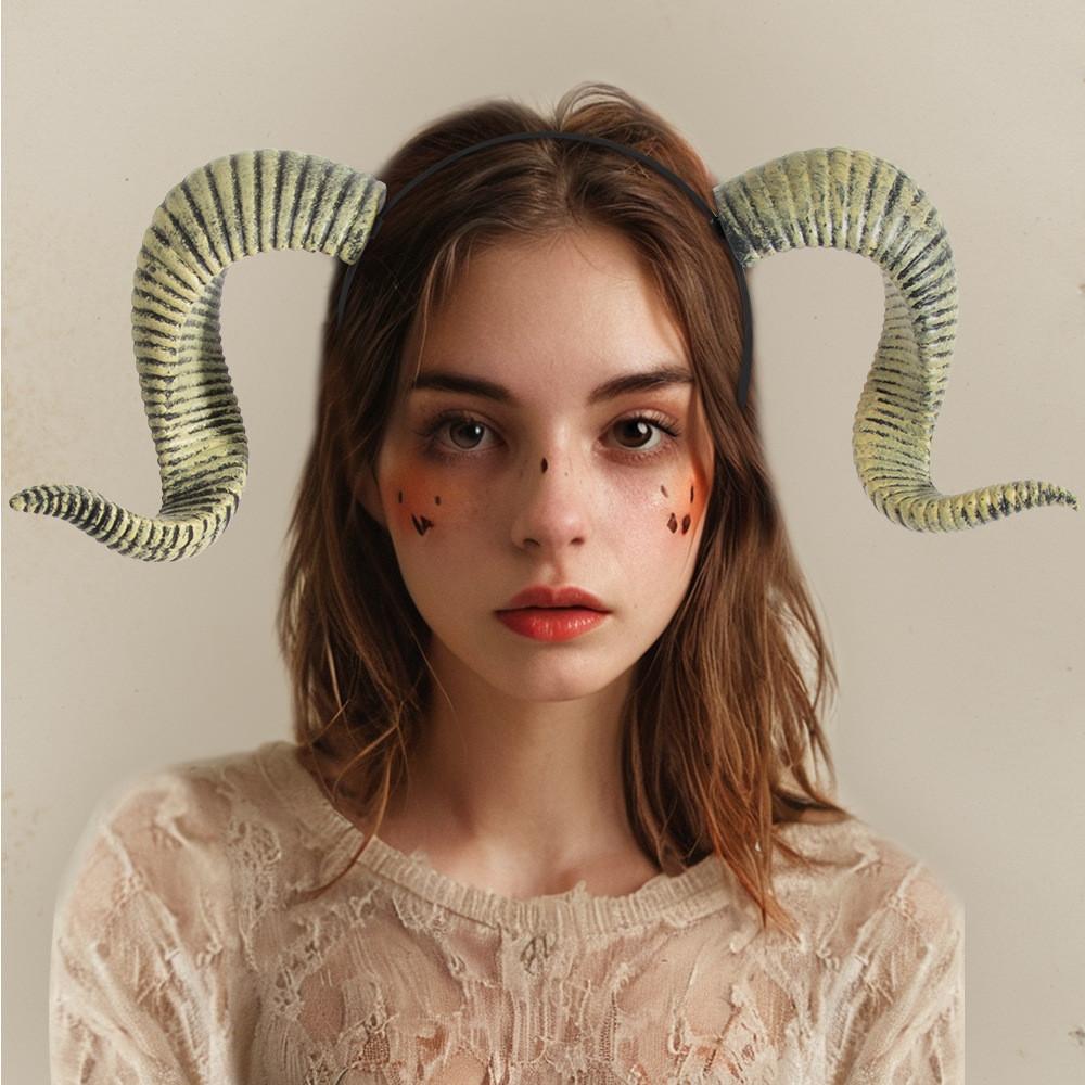 Halloween Dance DIY Detachable Props RP Curved Sheep Horn Headband Holiday Party Performance Headband