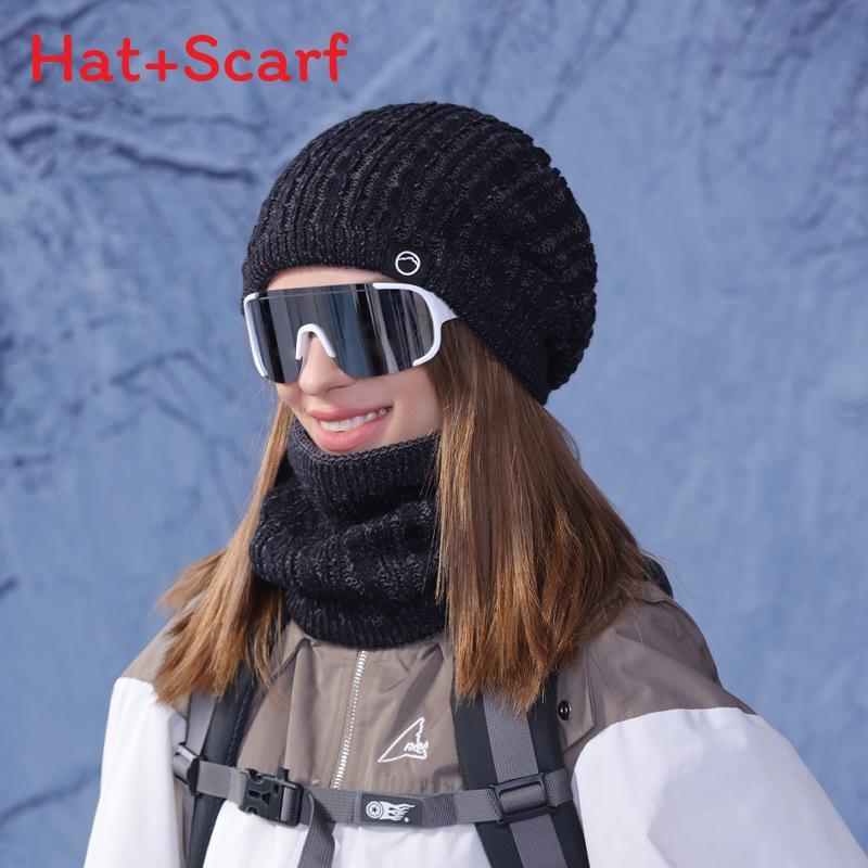 Knit Hat And Scarf Set For Women With Fleece Lining Winter Warmth And Protection