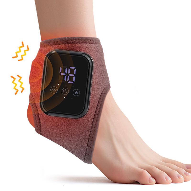 

Electric Heating Ankle Brace with Vibration Massage 3 Heat Levels Hot Compress Cordless Foot Warmer for Pain Relief Recovery