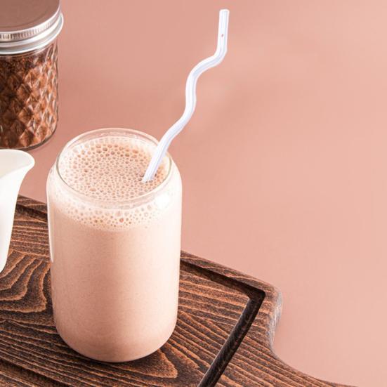 High Glass Wavy Straws Reusable Colorful Straws for Juice Tea Coffee Eco-Friendly High Temp Resistant BPA-free Glass Twist Transparent Straw