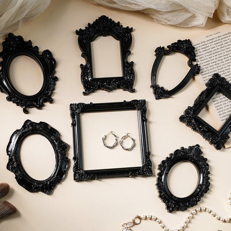 1Pcs European-Style Resin Material Black-Edged Prop Photo Frame, Diy Wall Decoration, Suitable For Shooting Props