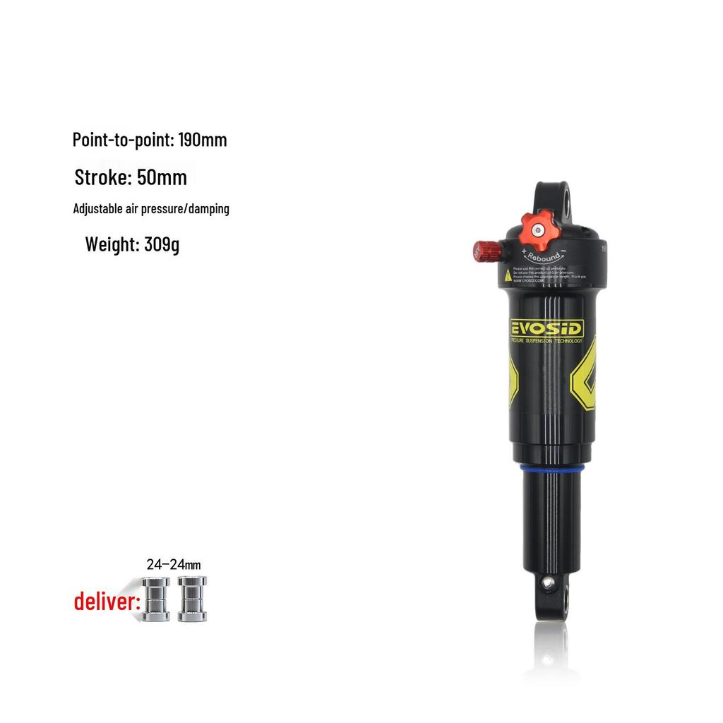 EVOSID Air Pressure Rear Shock Absorber for Mountain Bikes, Damping Suspension, 165/190/210MM