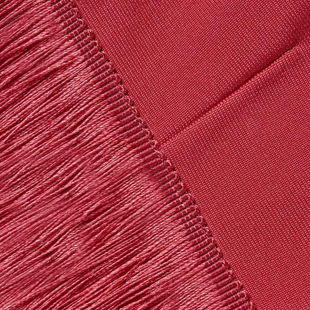 Red Lace Trimmed Tassel Layered Women's Bandage Evening Dress