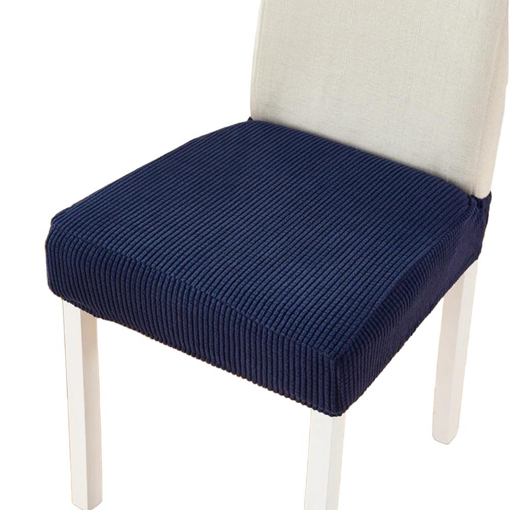Elastic Stretch Seat Covers for Dining Chairs Waterproof Solid Color Chair Seat Slipcovers Removable Jacquard Cushion Slipcovers