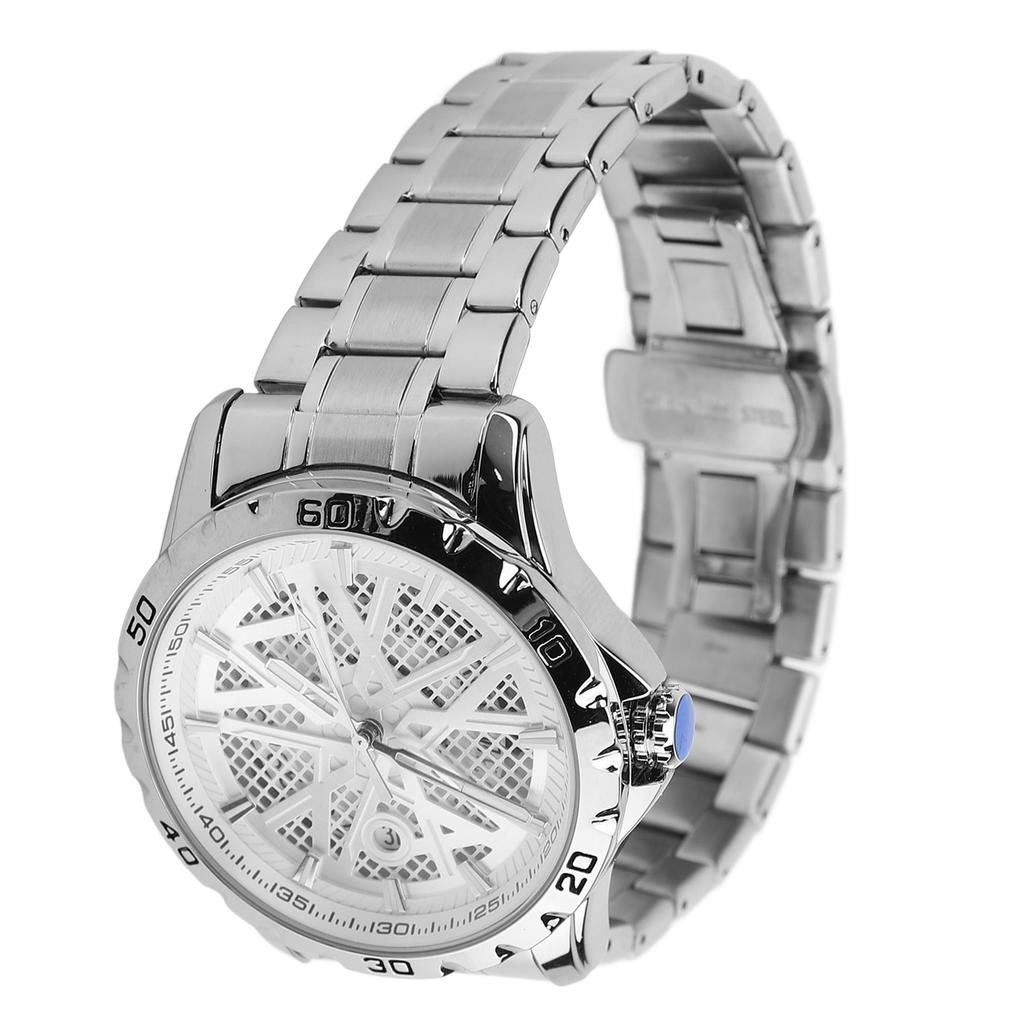 Men Wrist Watch Quartz Movement Zinc Alloy Bezel Stainless Steel Belt Waterproof Analog Display