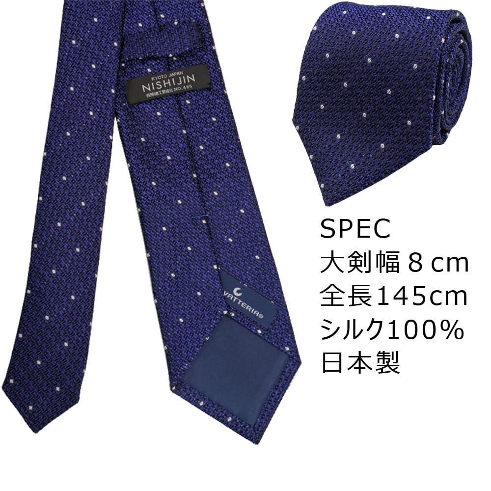 [C CRAVATTERIA] Nishijin-ori Necktie, Fresco Tie, Stripe, Regimental Stripe, Polka Dot, Men's, Business, Recruitment, Job Hunting, Father's Day (Navy