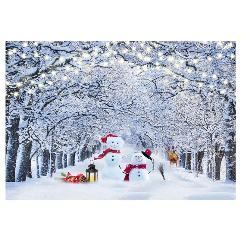 B03B-210X150cm Winter Snow Background Cloth Snowflake Christmas Tree Glitter White Forest Party Photography Backdrops