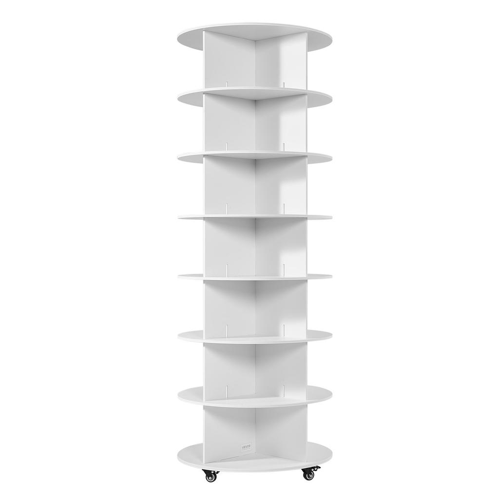 VEVOR 7 Tiers Rotating Shoe Rack Tower with Wheels, Movable 360 Degrees Spinning Carousel Display, Lazy Susan Organizer Closet Shelf for Living Room