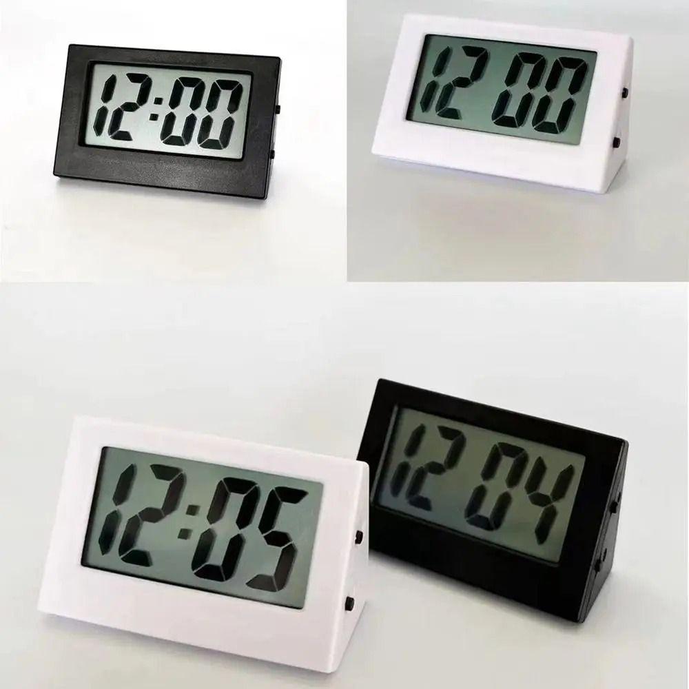 1Pcs Time Display Mini Triangle Clock Silent Desktop Electronic Clock  For Home Bedroom Office Car