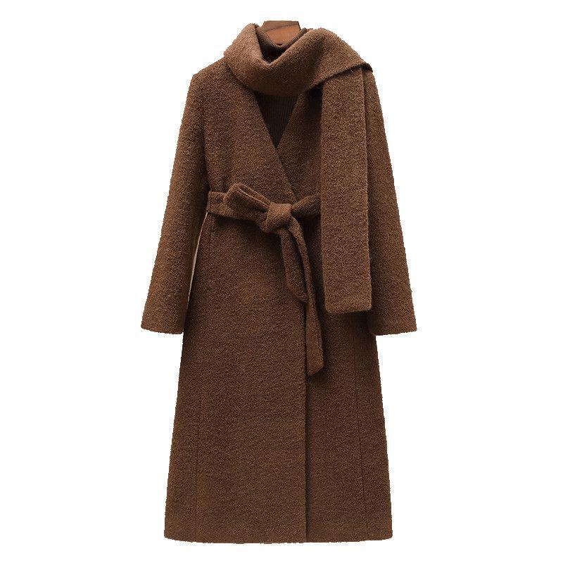 Limited Edition Spring Collection: Women's Wool Blend Double-Faced Coat with Scarf Collar