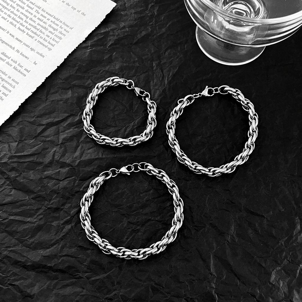 Trendy Retro Hand-woven Twist Hip-hop Stacked Accessories Versatile Men's Simple Men's and Women's Jewelry Bracelets Men's 2026