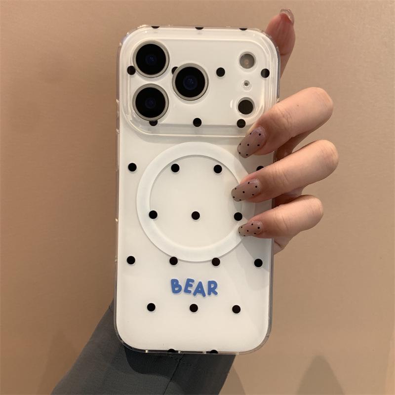 Polka Dot Wings Little Bear Magnetic Phone Stand Case for iPhone 17/16 Pro Max/15/14