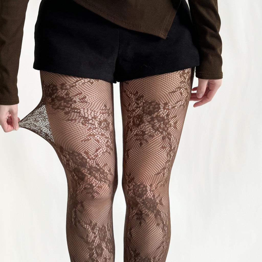 Large Size Retro Hollow Flower Net Socks Spice Girl Jacquard Net Socks Yk Fishnet Socks Sexy Anti-hook Stockings Women