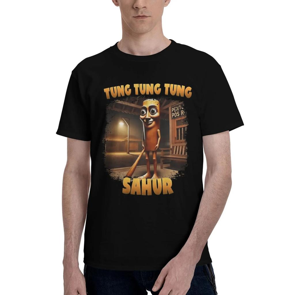 T-shirt Oversize Tung Tung Tung Sahur Meme T-shirt in Cotone Moda Brainrot Italiano T-shirt da Uomo Estiva Y2K Retro Top Magliette