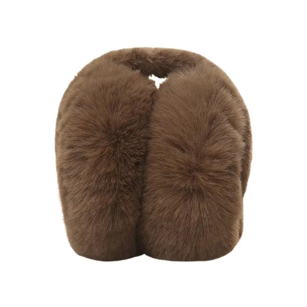 Solid Color Soft Plush Ear Warmer Winter Warm Earmuffs Fashion Ear Cover Outdoor Cold Protection Ear-Muffs Folding Earflap