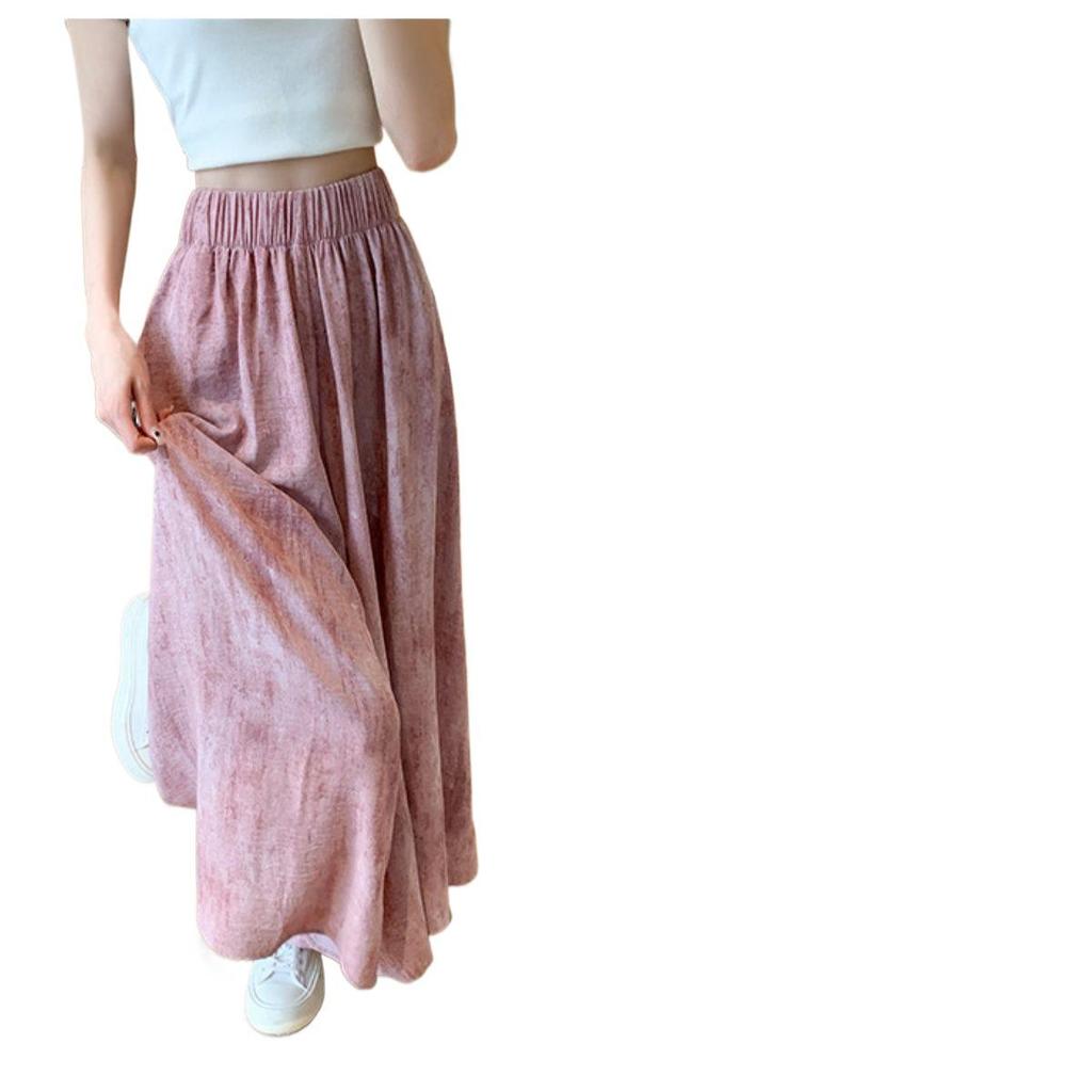Double Pocket Tie-Dye Ice Silk Skort: Summer Thin, High-Waist, Loose Wide-Leg, Slimming Drape Casual Wear