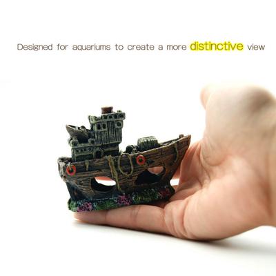 Decoration Aquarium Aquarium Landscaping Decor Mini Shipwreck Crafts Ornaments Resin Boat Shape Fish Tank Decoration Accessories