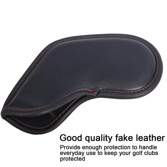 10Pcs Golf Iron Headcover Number Letter Skull Waterproof Faux Leather Golf Club Head Protector Cover Kit Golf Accessories