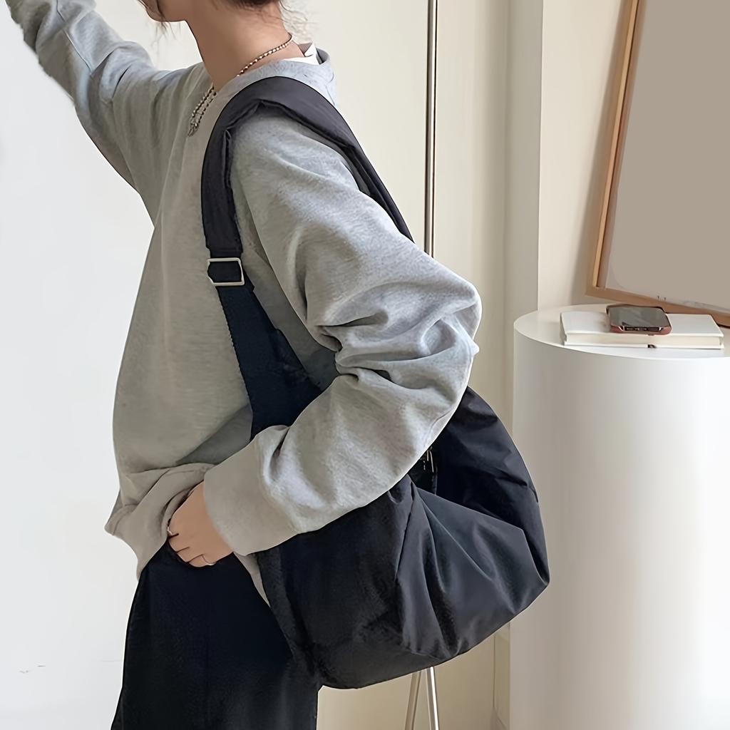 Chic Minimalist Crossbody Bag for Women Lightweight, Adjustable Strap, Solid Color Dumpling Shoulder Purse