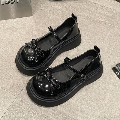 Chaussures Simples à Plateforme Mode Chaussures Mode Femme Automne Nouvelles Bout Rond Bouche Peu Profonde Papillon Une Bride Mary Jane
