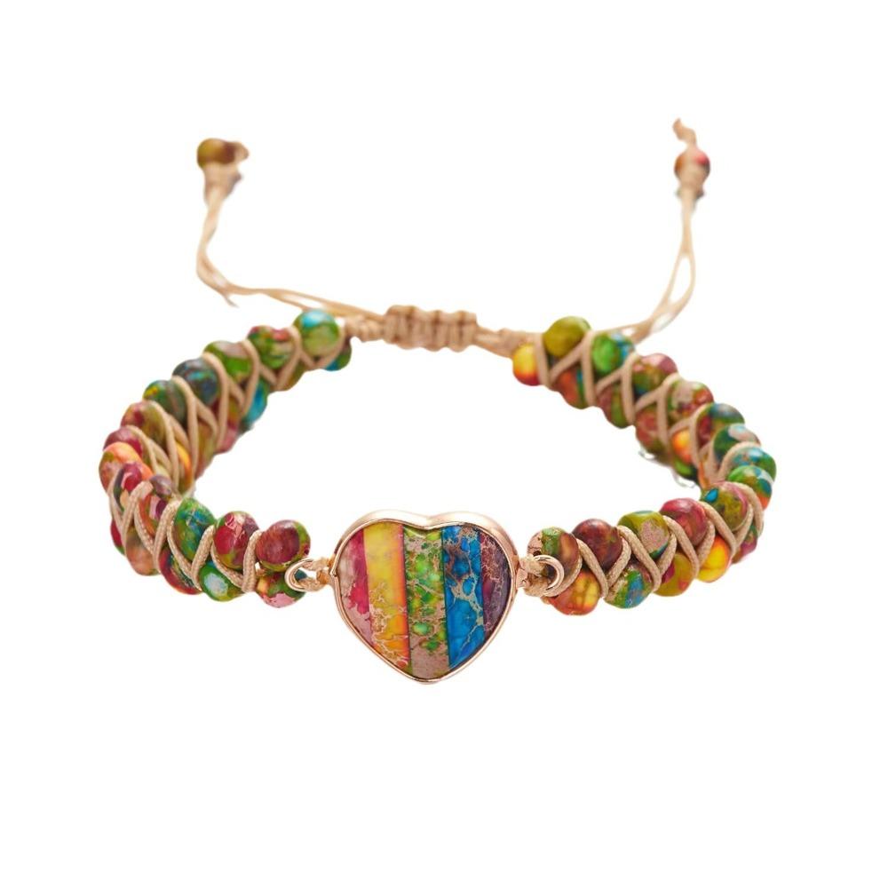 Hand Jewelry Bohemian Braided Bracelets Retro Heart Bead Bangle Beads Weave Bracelets  Girls