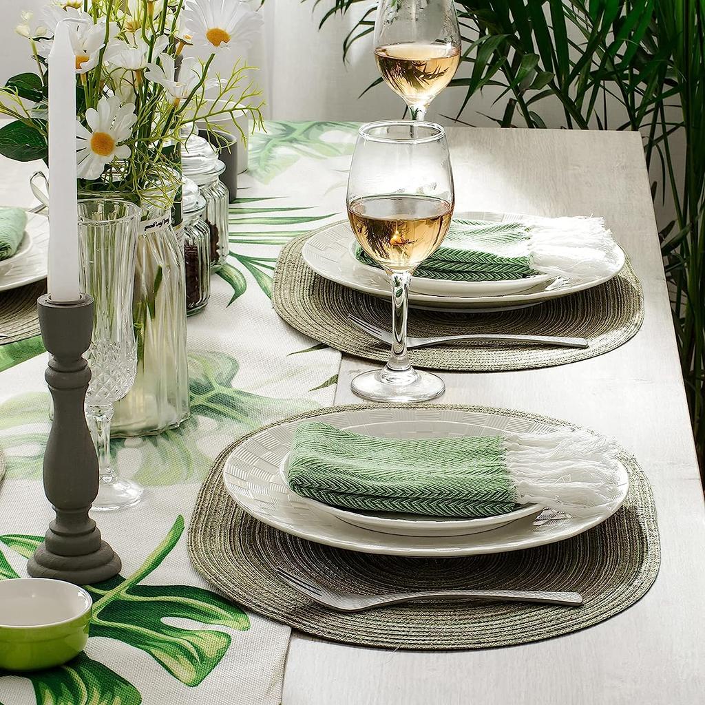 Inyahome-Oval Braided Nordic Placemats, Table Decor Mats for Dining Tables, Natural Woven, Heat Resistant, Outdoor and Indoor