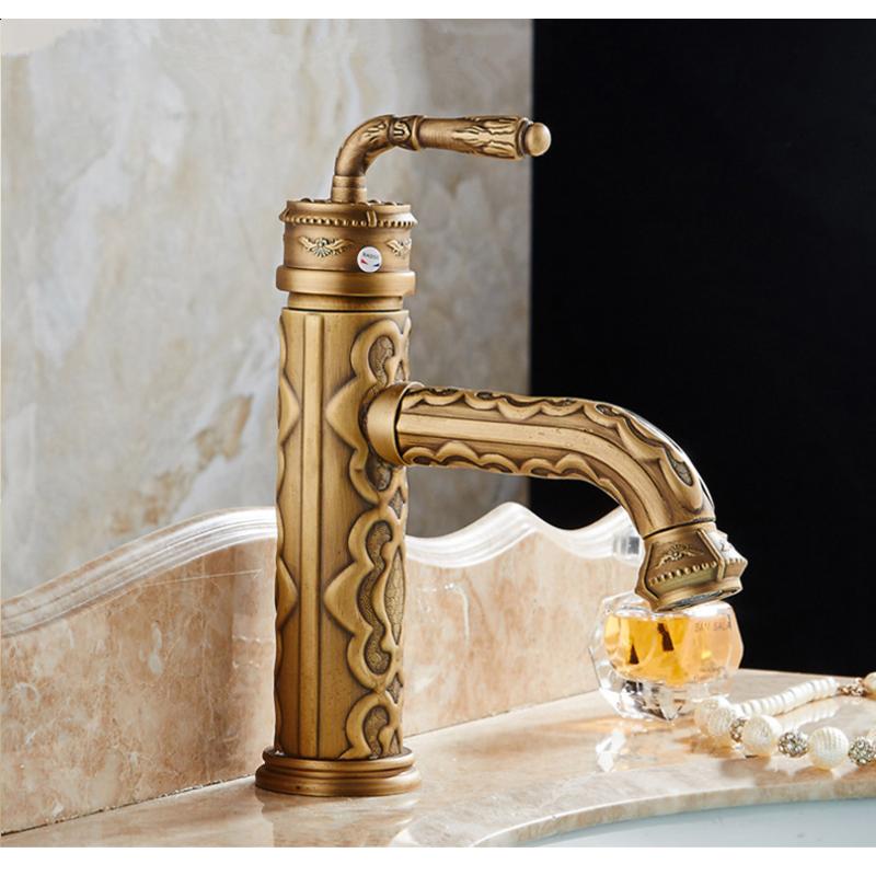 Havza Muslukları Prinç Vintage Antik Banyo Musluk Tek Kolu 360 Derece Döner Borulu Sıcak Soğuk Su batarya Dokunun