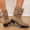 Fashion 2025 Slip On Thick Heels Ankle Boots Women 2025 Plus Size 35-43 Faux Suede Boots Woman Autumn Winter Block Heeled Short Booties