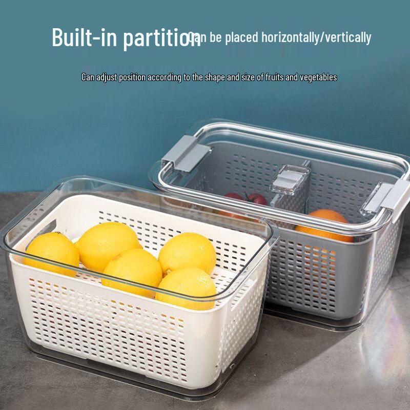 Large Capacity Double-Layer Transparent Food-Grade Sealable Fresh-Keeping Refrigerator Box