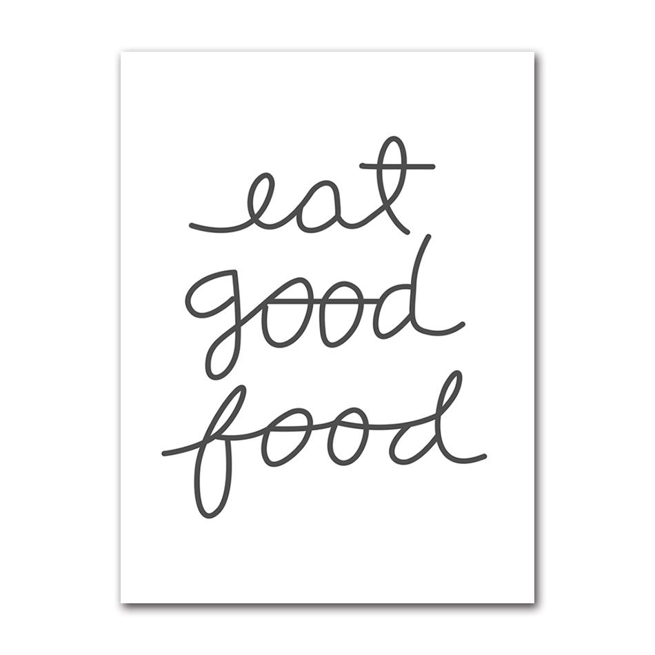Life Minimalist Poster Picture For Kitchen Home Deco Nordic Wall Art Canvas Print Black And White Cartoon Painting Pop Tableware