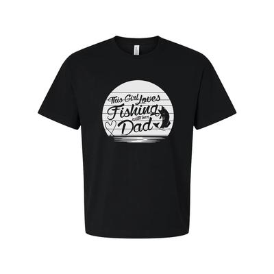 Dieses Mädchen liebt das Angeln mit ihrem Papa Unisex Grafik-T-Shirt für Outdoor-Enthusiasten