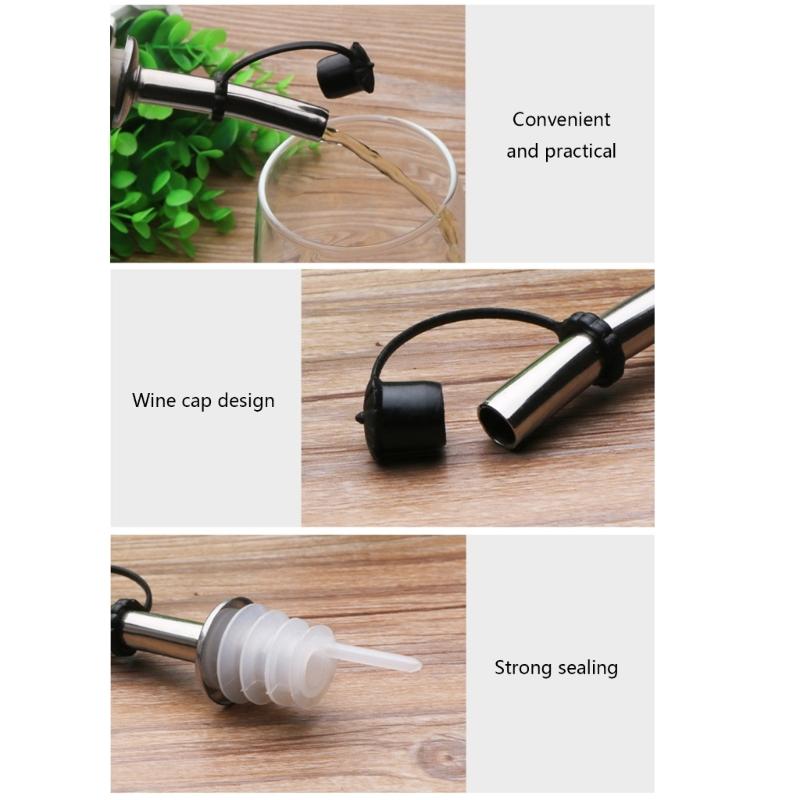 Stainless Steel Wine Nozzle With Cap Home Wine Bottle Stopper Wine Pourer Olive Oil Dispenser Wine Mouth Bar Accessories