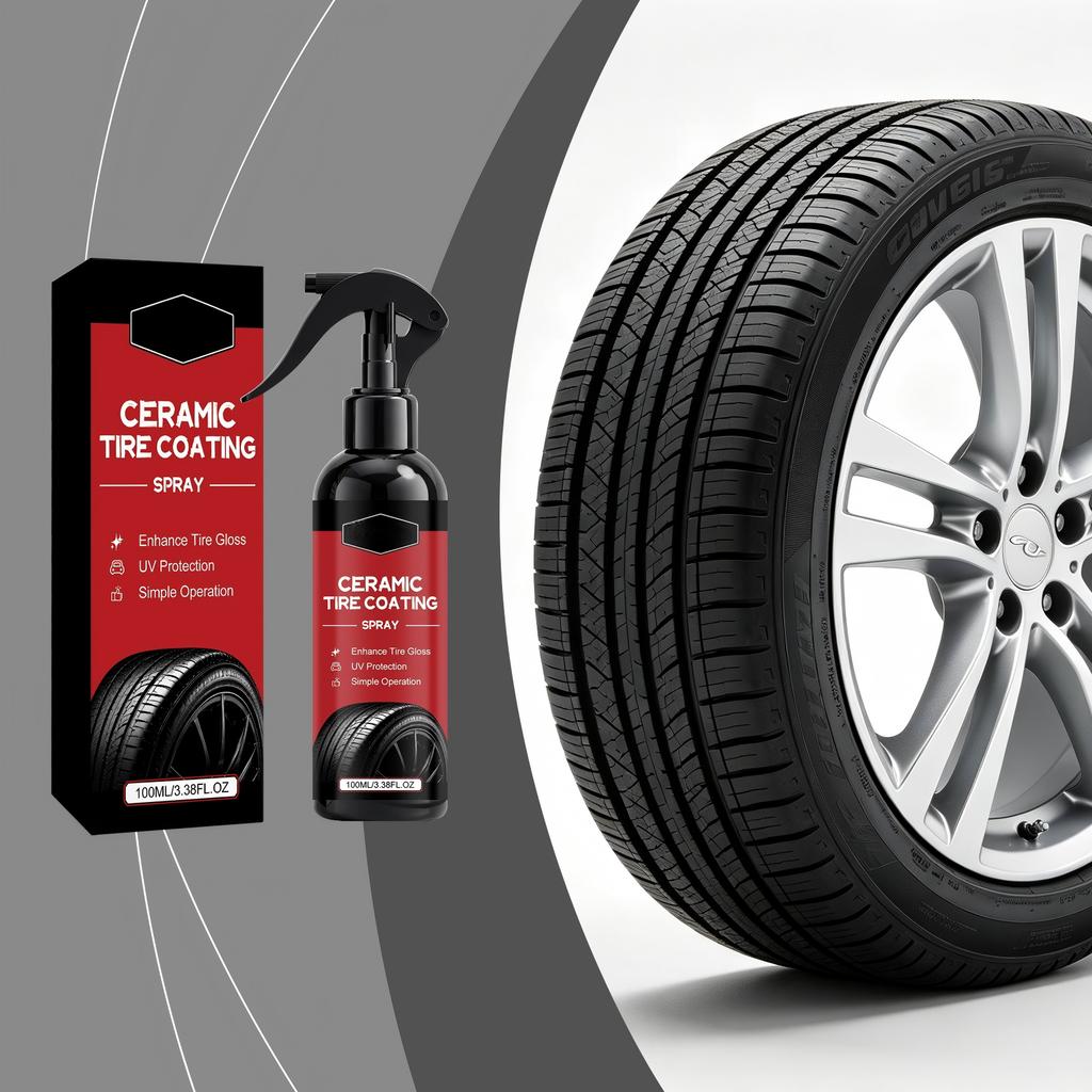Ceramic Tire Coating Spray 100ml Enhances Tire Gloss Provides UV Protection Easy Application for Long Lasting Tire Maintenance and Surface Protection
