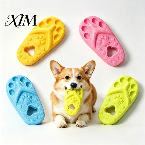 Teething Toys for Puppies Slipper Dog Chew Toy, Puppy Thong Sandal Shape, Interactive Durable Fetch Toy Small to Large Dogs, Pet Training