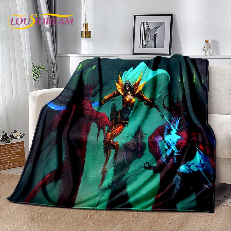 Koc 3D Diablo Gra Gamer Kreskówka Miękki Pluszowy, Koc Flanelowy Koc Narzuta na Salon Sypialnię Łóżko Sofa Piknik Okrycie Dzieci