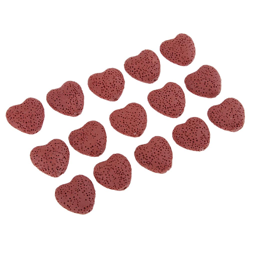10 natürliche Lavagestein-Vulkanstein-Herzperlen für DIY-Schmuckherstellung, weiß