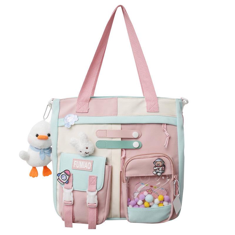 Stylish Korean Contrast Color Backpack: Trendy Schoolbag with Niche Japanese Design for Middle School Students Backpack only