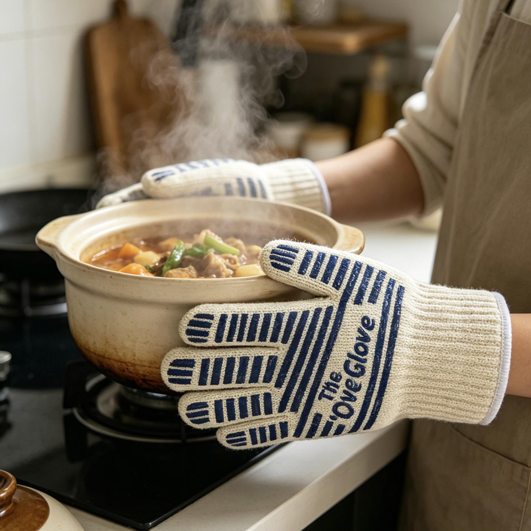 High-Temperature Silicone Oven-Safe Heat-Resistant Kitchen Gloves One Size