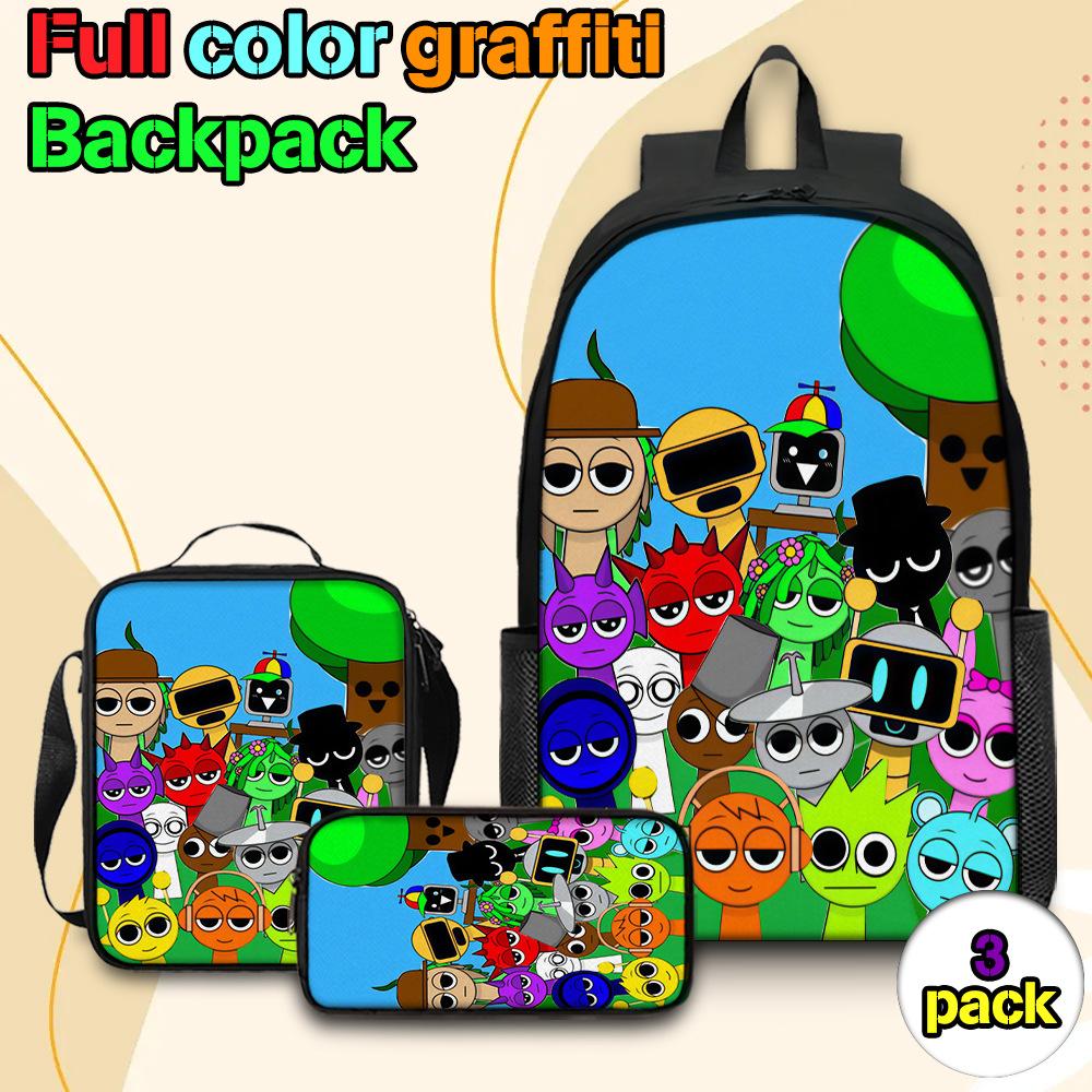 Sprunki Rhythm Box Backpack Primary School Third and Fourth Grades Lightweight Student School Bag L