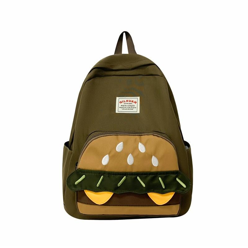 Schultasche Rucksack Mädchen Internet-Berühmtheit Mode Neu Niedlich Cartoon Student Kleiner Rucksack Süßer Stil Campus Burger Kleine Schultasche