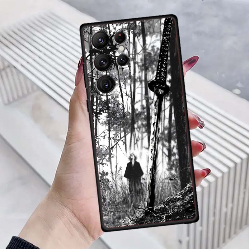 Ancient style swordsman For Samsung Galaxy S26 S25 S24 S23 S22 S21 S20 Ultra Plus FE 5G Black Soft TPU Phone Case