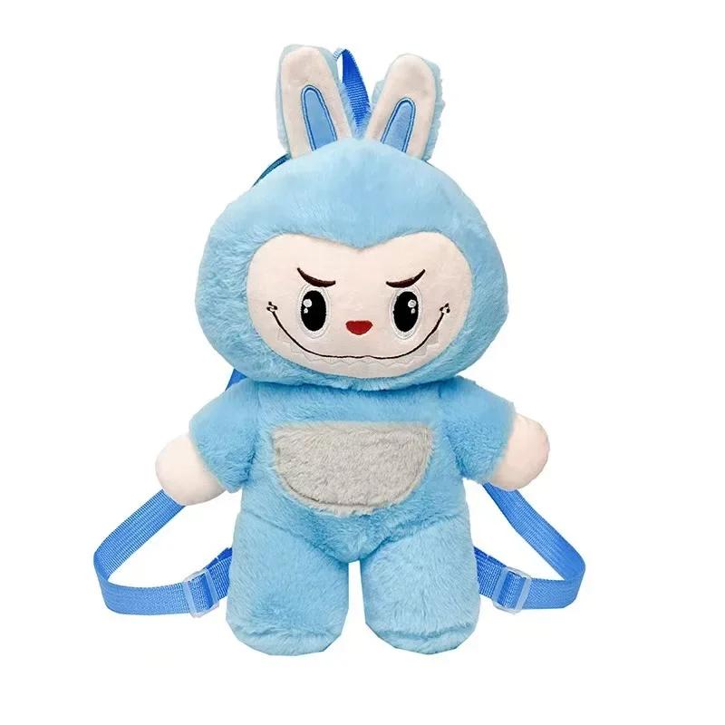 42cm Cartoon Labubu Rabbit Backpack Plush Doll Animal Labu Plush Toy Cute Labu Rabbit Dolll Soft Stuffed Backpack for Girl Gifts